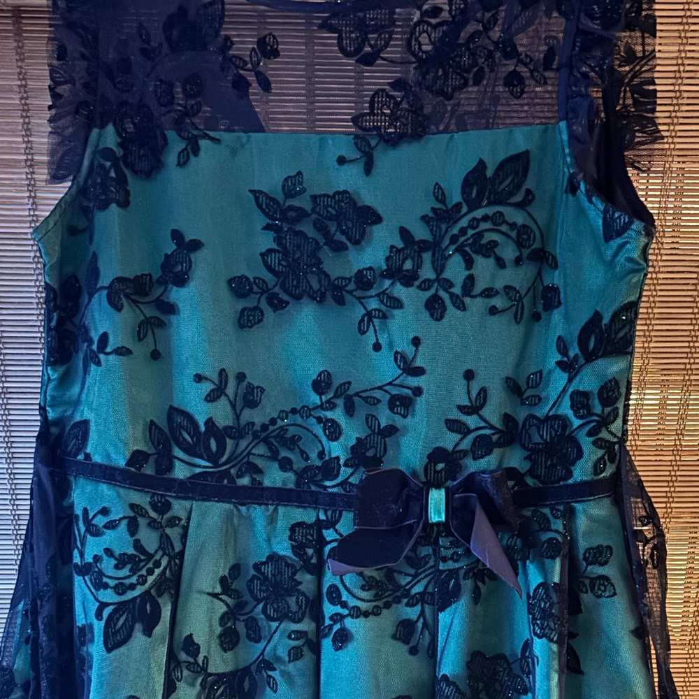 Jona Michelle Green and Black Lace Dress